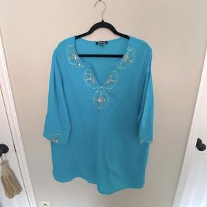 Dalia Turquoise Blue Beach Cover/ Tunic